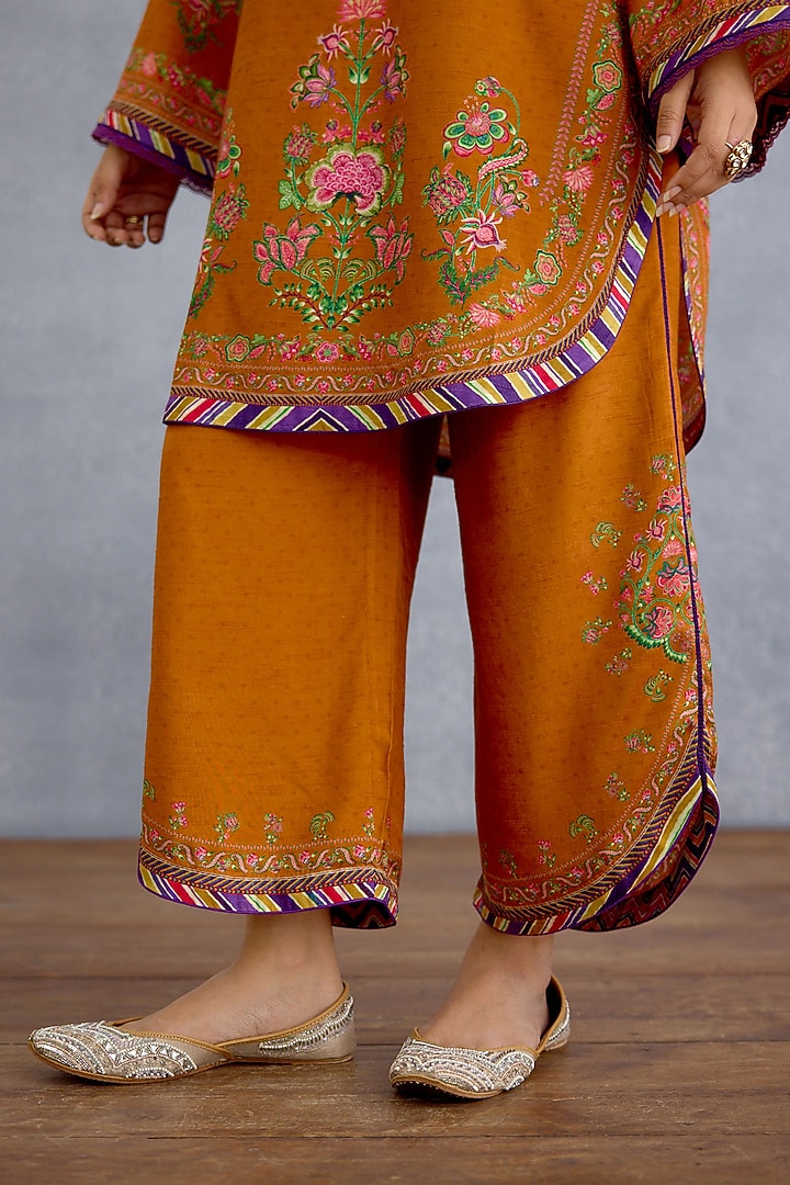 Orange & Purple Dola Silk Digital Printed Kurta Set by Torani at Pernia's Pop Up Shop