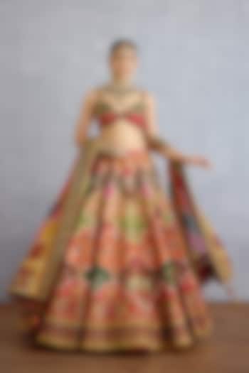 Multi-Colored Jeni Silk Digital Printed & Embroidered Bridal Lehenga Set by TORANI at Pernia's Pop Up Shop