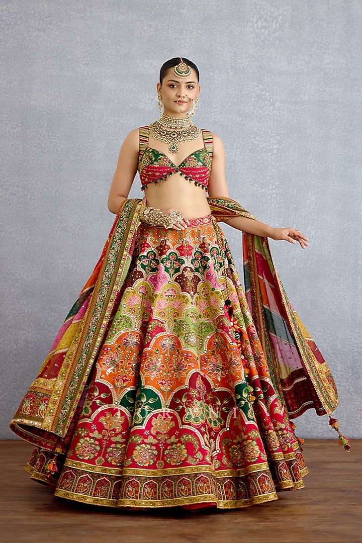 Multi-Colored Jeni Silk Digital Printed & Embroidered Bridal Lehenga Set by TORANI at Pernia's Pop Up Shop