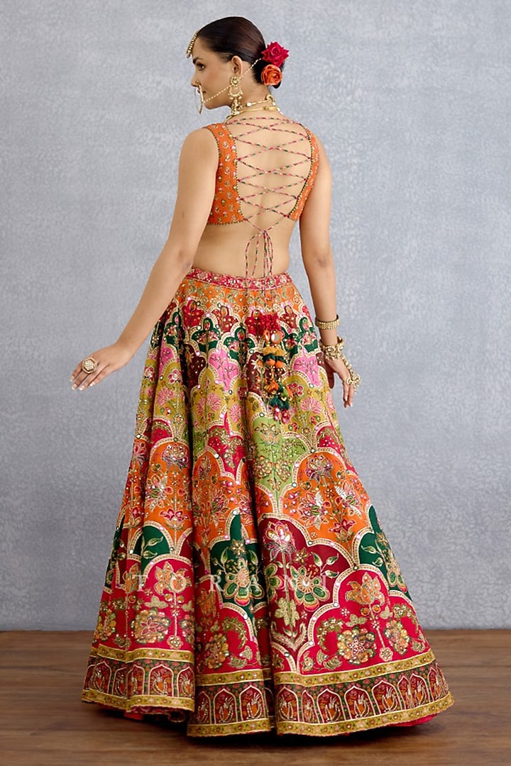 Multi-Colored Jeni Silk Digital Printed & Embroidered Bridal Lehenga Set by TORANI at Pernia's Pop Up Shop