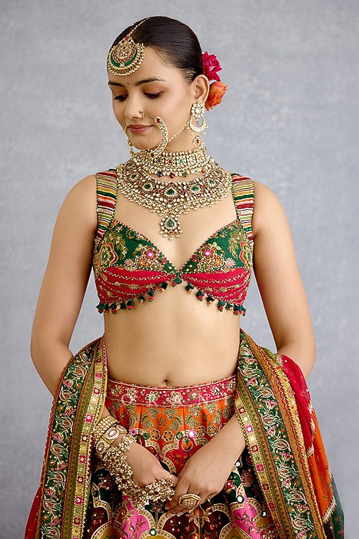Multi-Colored Jeni Silk Digital Printed & Embroidered Bridal Lehenga Set by TORANI at Pernia's Pop Up Shop