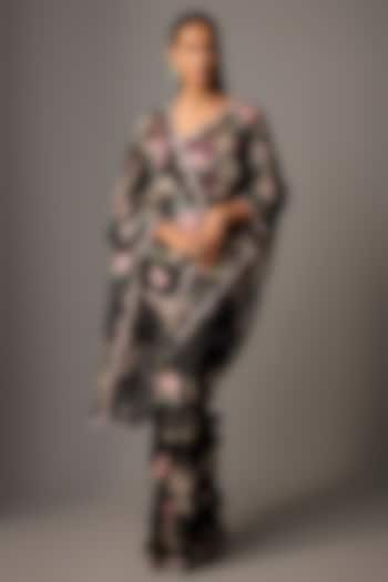 Black Organza Embroidered Reception Saree by TORANI at Pernia's Pop Up Shop