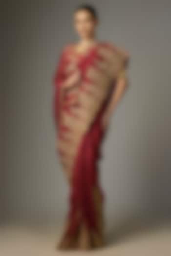 Red Organza Hand Embroidered Reception Saree by TORANI at Pernia's Pop Up Shop