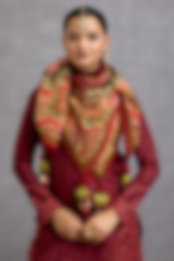 Maroon Viscose Organza Chintz Motif Printed Breezy Scarf by Torani at Pernia's Pop Up Shop