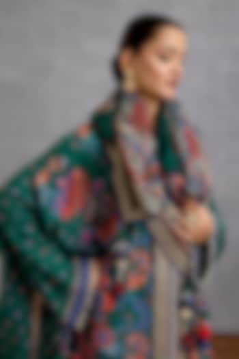 Green Viscose Organza Chintz Motif Printed Breezy Scarf by Torani at Pernia's Pop Up Shop