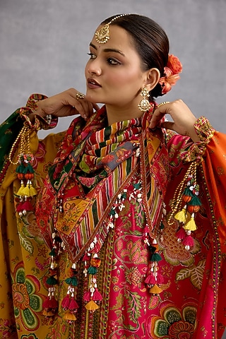 Multi-Colored Georgette Floral & Stripe Printed Scarf by Torani
