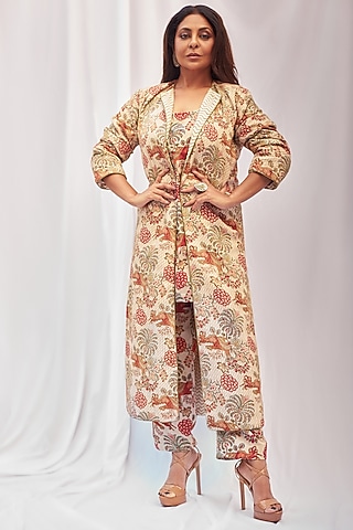 Ecru Cotton Silk Jacket by TORANI