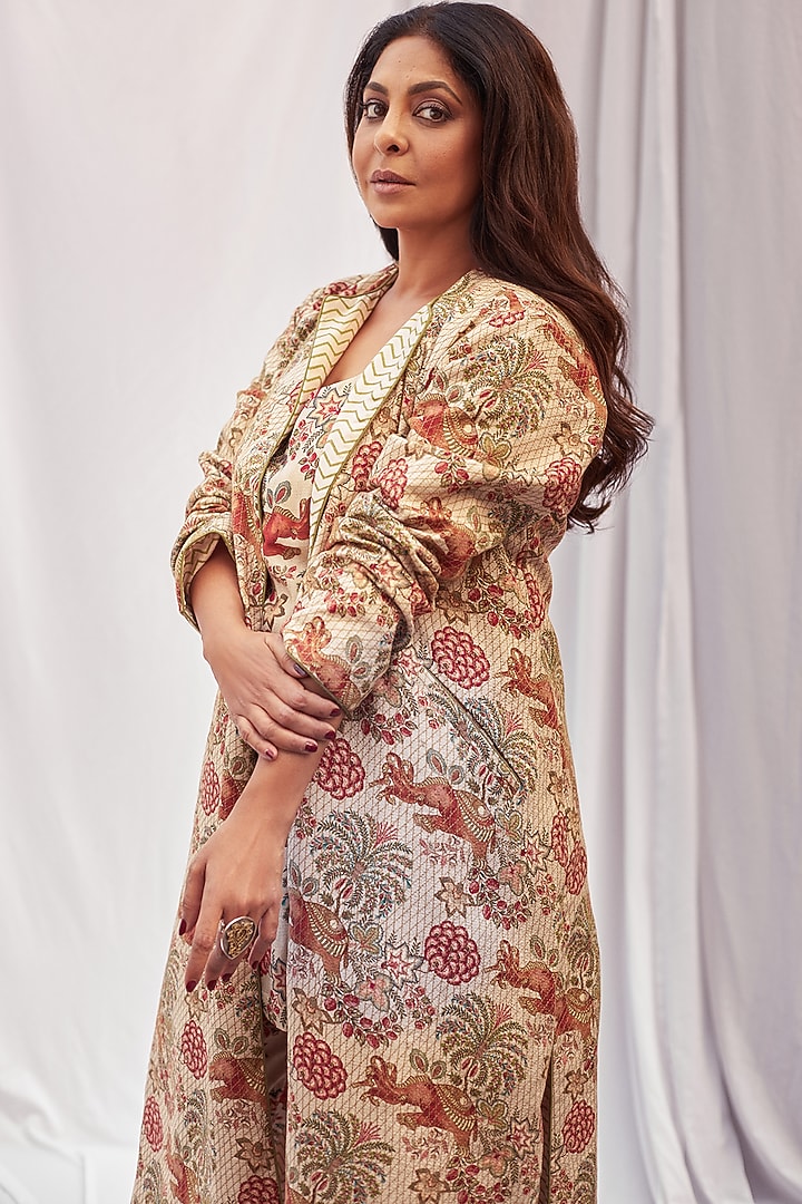Ecru Cotton Silk Jacket by TORANI at Pernia's Pop Up Shop