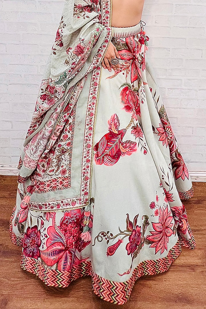 Aqua Cotton Silk & Dupion Wedding Lehenga Set by TORANI at Pernia's Pop Up Shop
