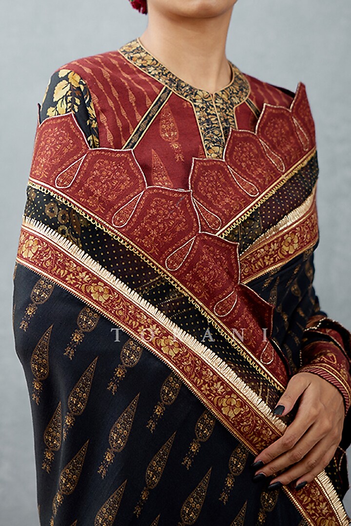 Jet Black Printed Wedding Saree by TORANI at Pernia's Pop Up Shop