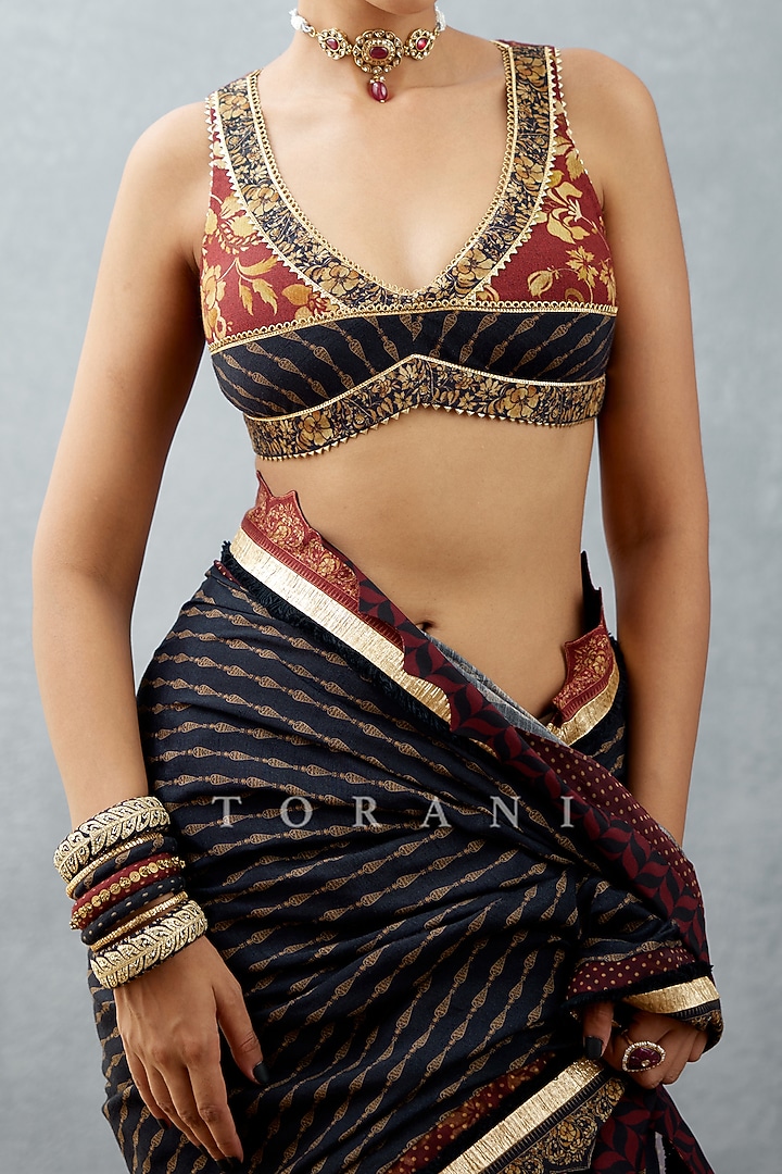 Burgundy Printed Blouse by TORANI at Pernia's Pop Up Shop