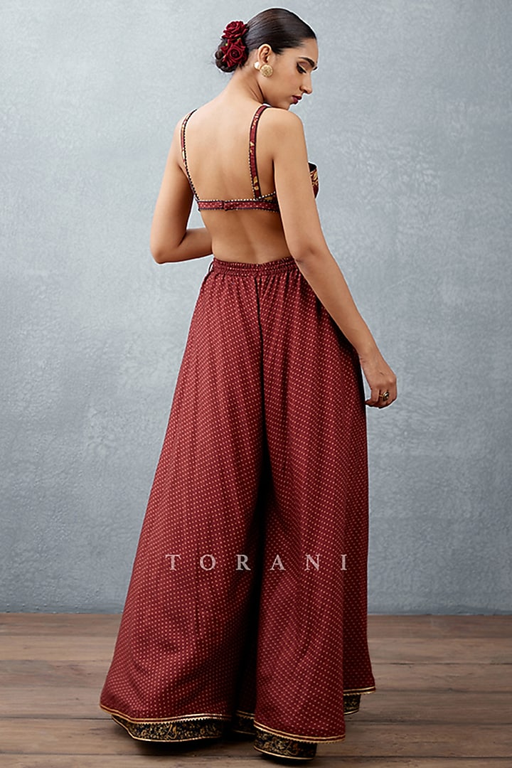 Red & Jet Black Embroidered Cape Set by TORANI at Pernia's Pop Up Shop