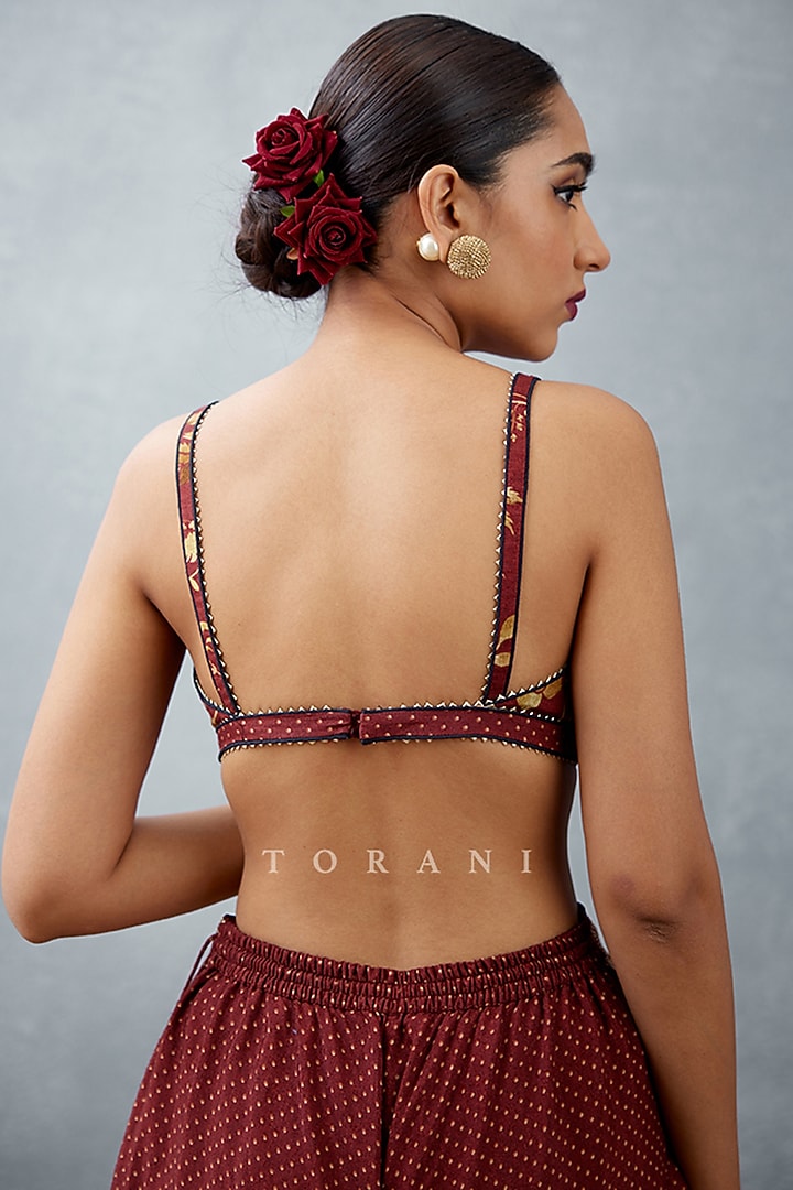 Red & Jet Black Embroidered Cape Set by TORANI at Pernia's Pop Up Shop