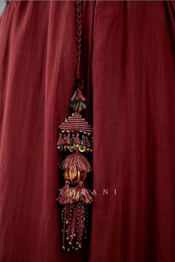 Burgundy Silk Embroidered Belt by TORANI at Pernia's Pop Up Shop