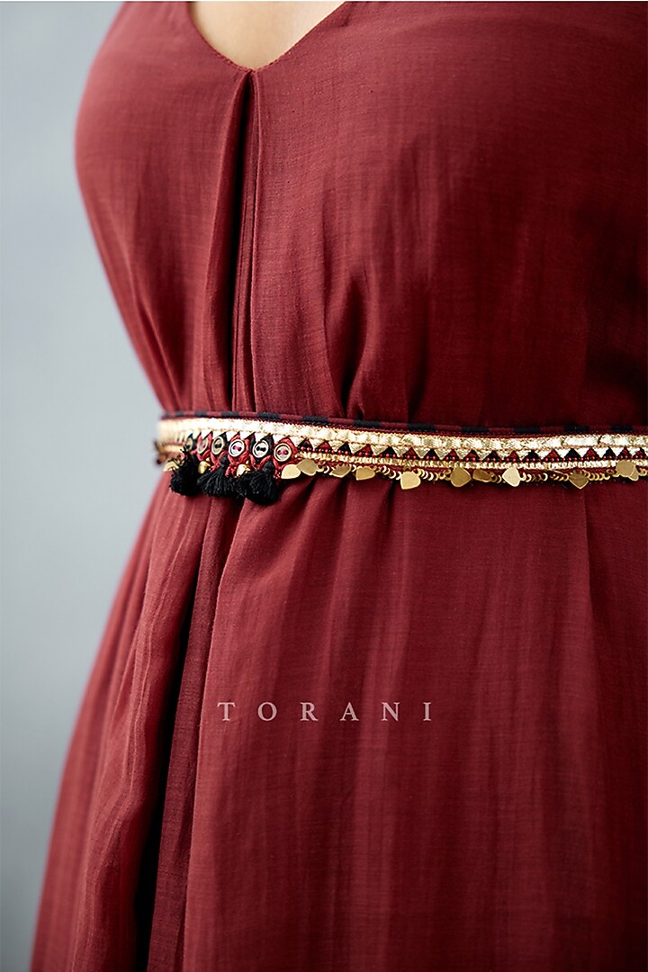 Burgundy Embroidered Belt by TORANI at Pernia's Pop Up Shop