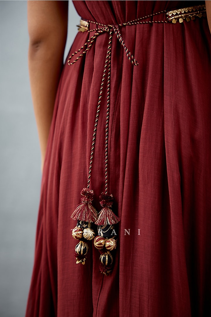 Burgundy Embroidered Belt by TORANI at Pernia's Pop Up Shop