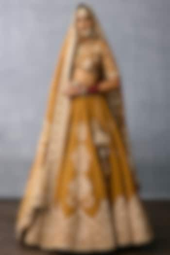 Ochre Jeni Silk & Organza Embroidered Bridal Lehenga Set by TORANI at Pernia's Pop Up Shop