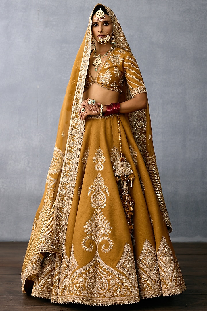 Ochre Jeni Silk & Organza Embroidered Bridal Lehenga Set by TORANI at Pernia's Pop Up Shop