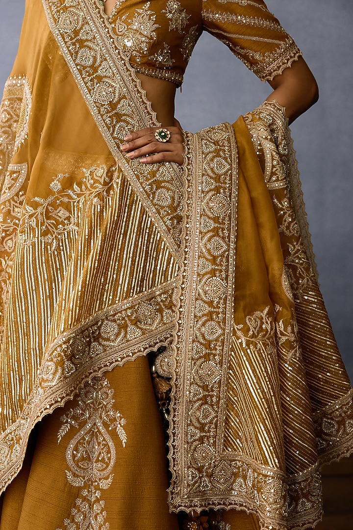Ochre Jeni Silk & Organza Embroidered Bridal Lehenga Set by TORANI at Pernia's Pop Up Shop