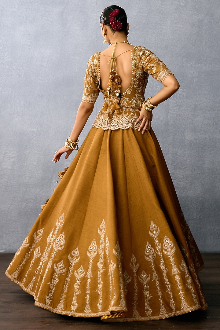 Ochre Jeni Silk & Organza Embroidered Bridal Lehenga Set by TORANI at Pernia's Pop Up Shop