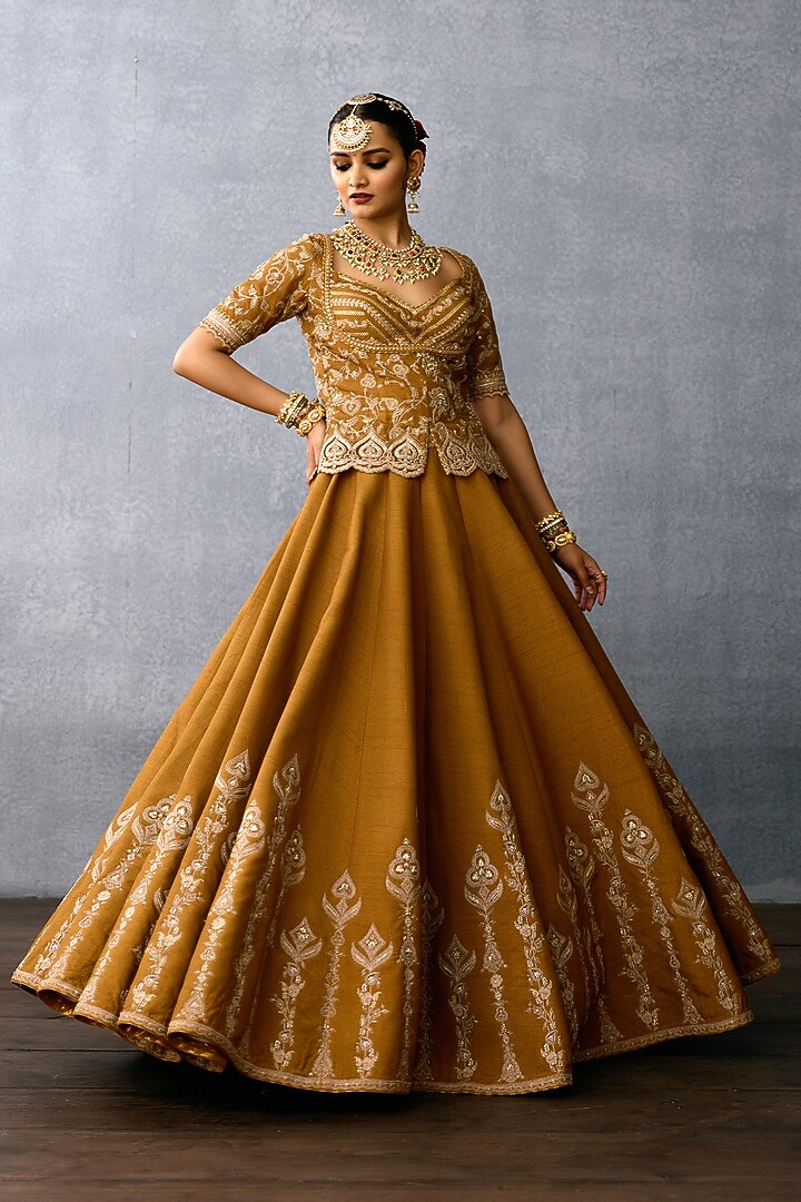 Ochre Jeni Silk & Organza Embroidered Bridal Lehenga Set by TORANI at Pernia's Pop Up Shop