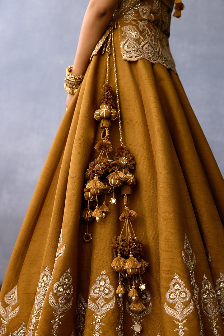Ochre Jeni Silk & Organza Embroidered Bridal Lehenga Set by TORANI at Pernia's Pop Up Shop