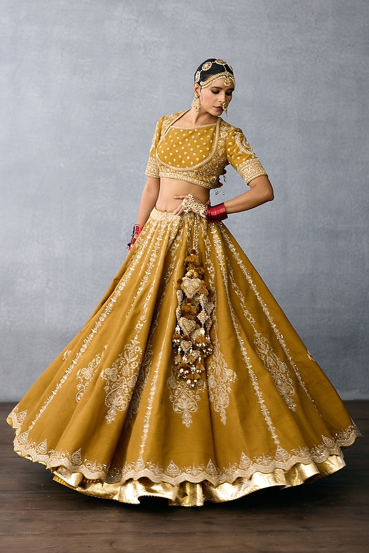 Ochre Jeni Silk & Organza Embroidered Bridal Lehenga Set by TORANI at Pernia's Pop Up Shop