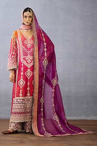 Ombre Jeni Silk Embroidered Kurta Set by Torani