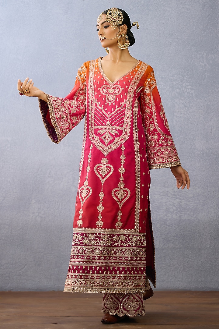 Ombre Jeni Silk Embroidered Kurta Set by Torani at Pernia's Pop Up Shop