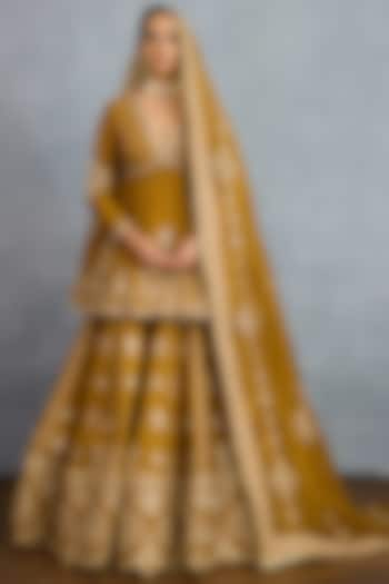 Ochre Jeni Silk & Organza Embroidered Bridal Lehenga Set by TORANI at Pernia's Pop Up Shop