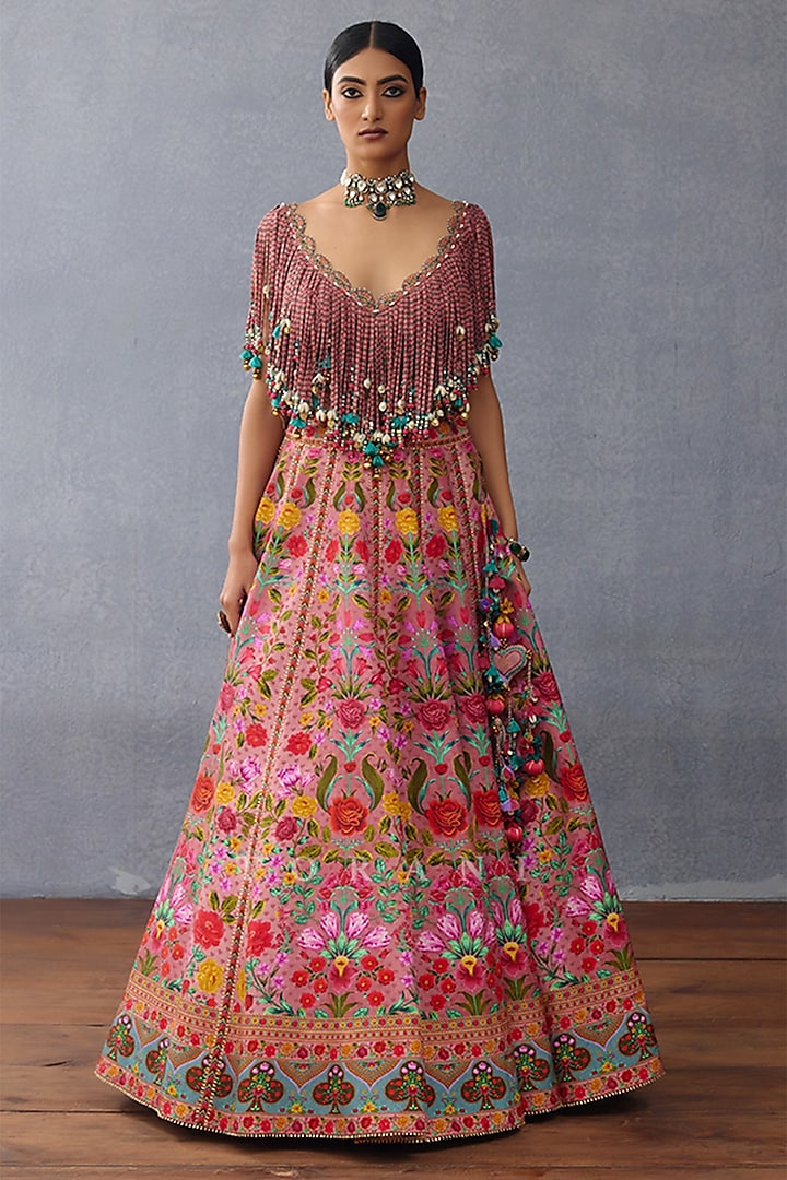 Pink Jeni Silk Digital Printed Wedding Lehenga Set by TORANI at Pernia's Pop Up Shop