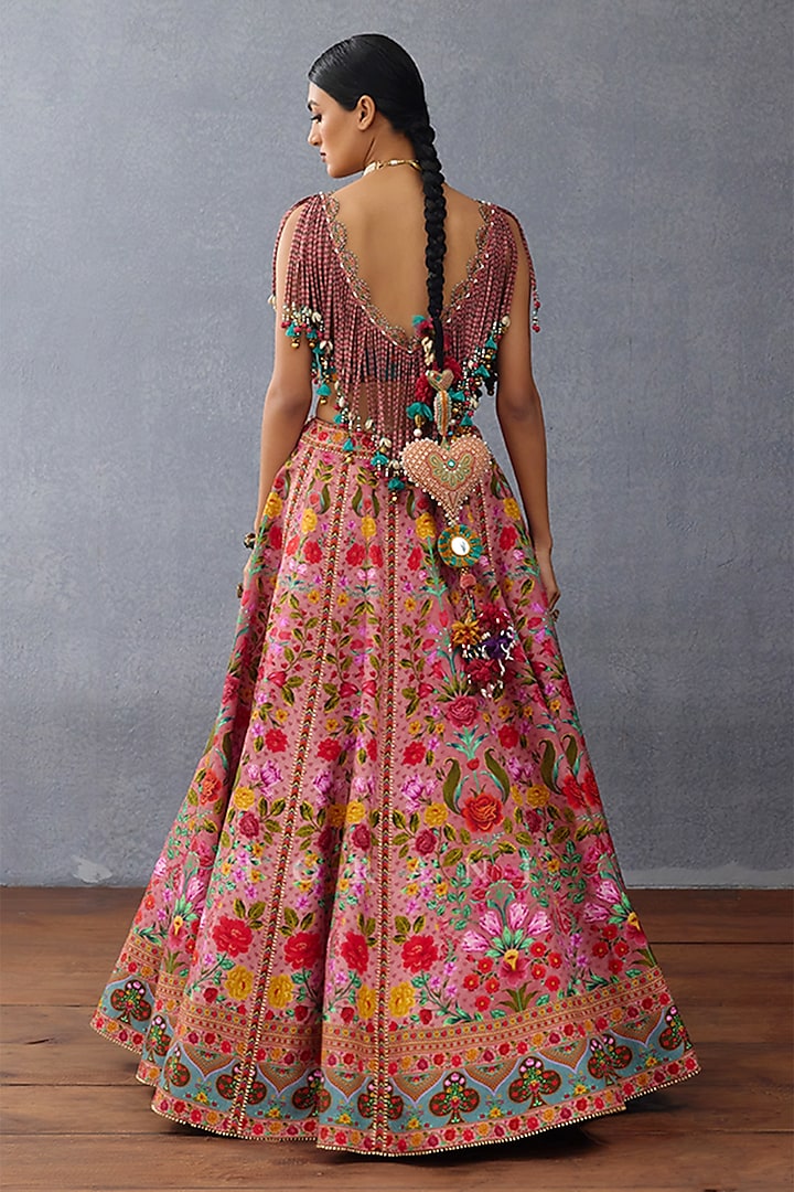 Pink Jeni Silk Digital Printed Wedding Lehenga Set by TORANI at Pernia's Pop Up Shop