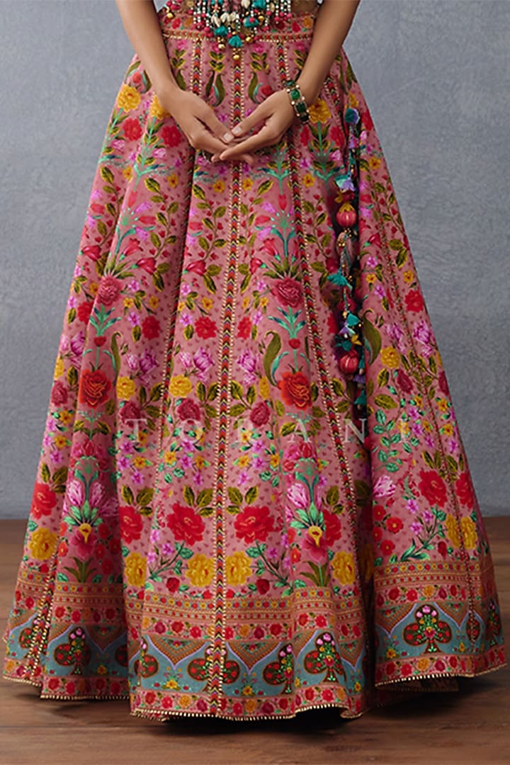Pink Jeni Silk Digital Printed Wedding Lehenga Set by TORANI at Pernia's Pop Up Shop