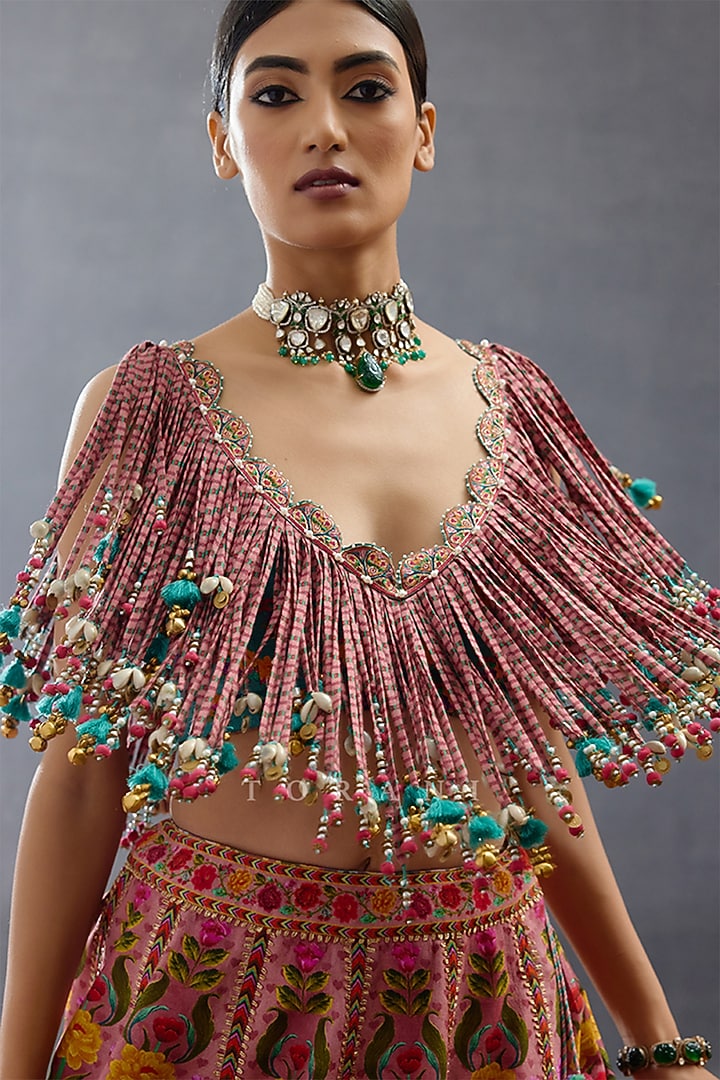 Pink Jeni Silk Digital Printed Wedding Lehenga Set by TORANI at Pernia's Pop Up Shop