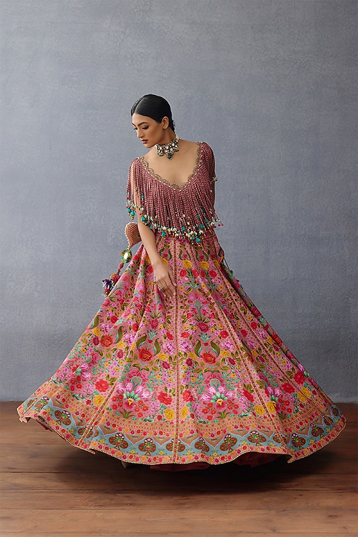 Pink Jeni Silk Digital Printed Wedding Lehenga Set by TORANI at Pernia's Pop Up Shop