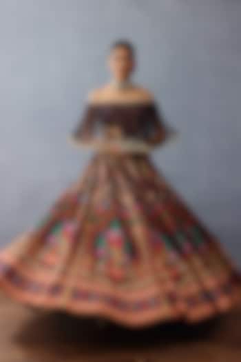 Black Raw Silk Printed Bridal Lehenga Set by TORANI at Pernia's Pop Up Shop