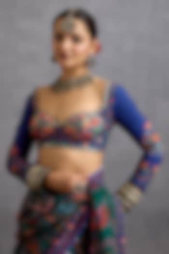 Green & Blue Dola Silk Digital Chintz Printed Blouse by Torani at Pernia's Pop Up Shop