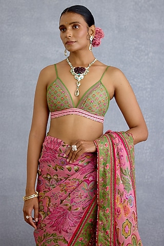 Pink & Green Chandero Digital Chintz Printed Bralette by Torani