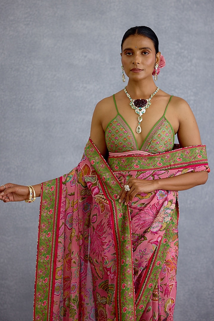 Pink & Green Chandero Digital Chintz Printed Bralette by Torani at Pernia's Pop Up Shop