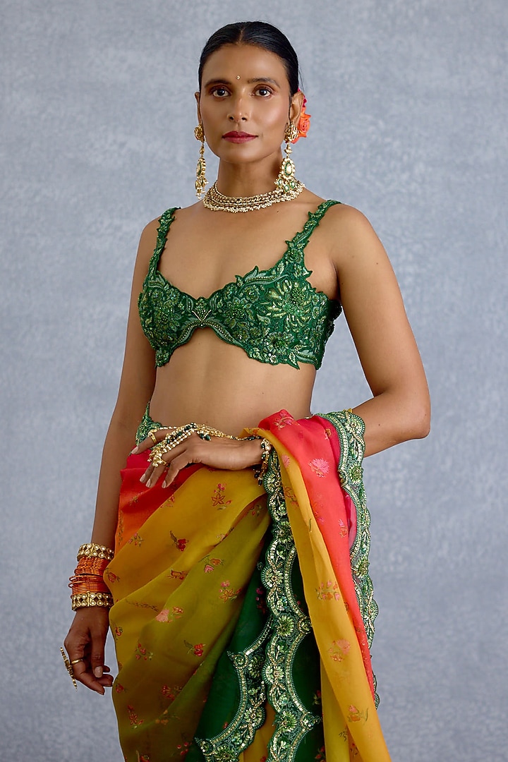 Green Butterfly Net Floral Cutwork Bralette by Torani at Pernia's Pop Up Shop