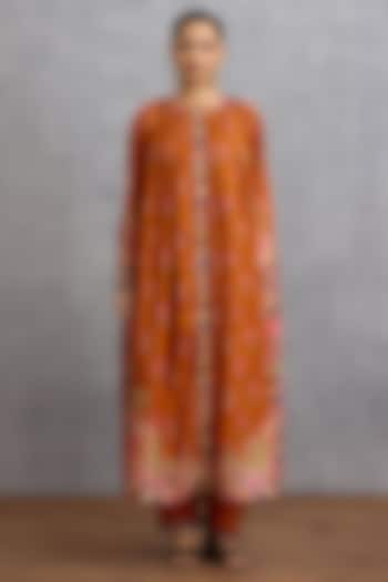 Orange & Purple Dola Silk Digital Printed Co-Ord Set by Torani at Pernia's Pop Up Shop