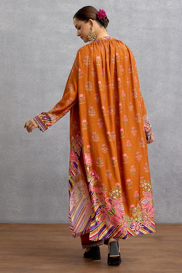 Orange & Purple Dola Silk Digital Printed Co-Ord Set by Torani at Pernia's Pop Up Shop
