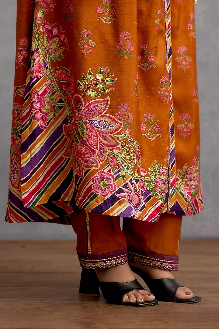 Orange & Purple Dola Silk Digital Printed Co-Ord Set by Torani at Pernia's Pop Up Shop