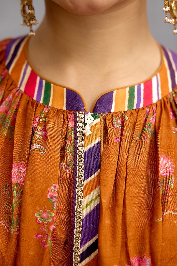 Orange & Purple Dola Silk Digital Printed Co-Ord Set by Torani at Pernia's Pop Up Shop