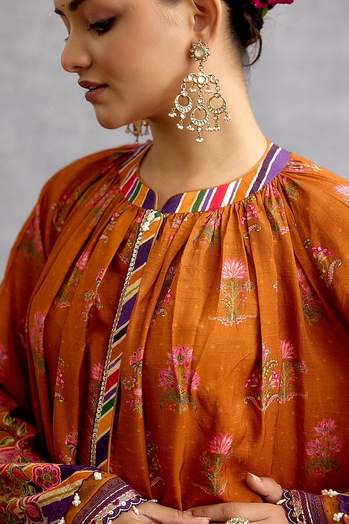 Orange & Purple Dola Silk Digital Printed Co-Ord Set by Torani at Pernia's Pop Up Shop