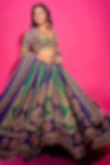 Purple & Green Jeni Silk Dori Embroidered Bridal Lehenga Set by TORANI at Pernia's Pop Up Shop