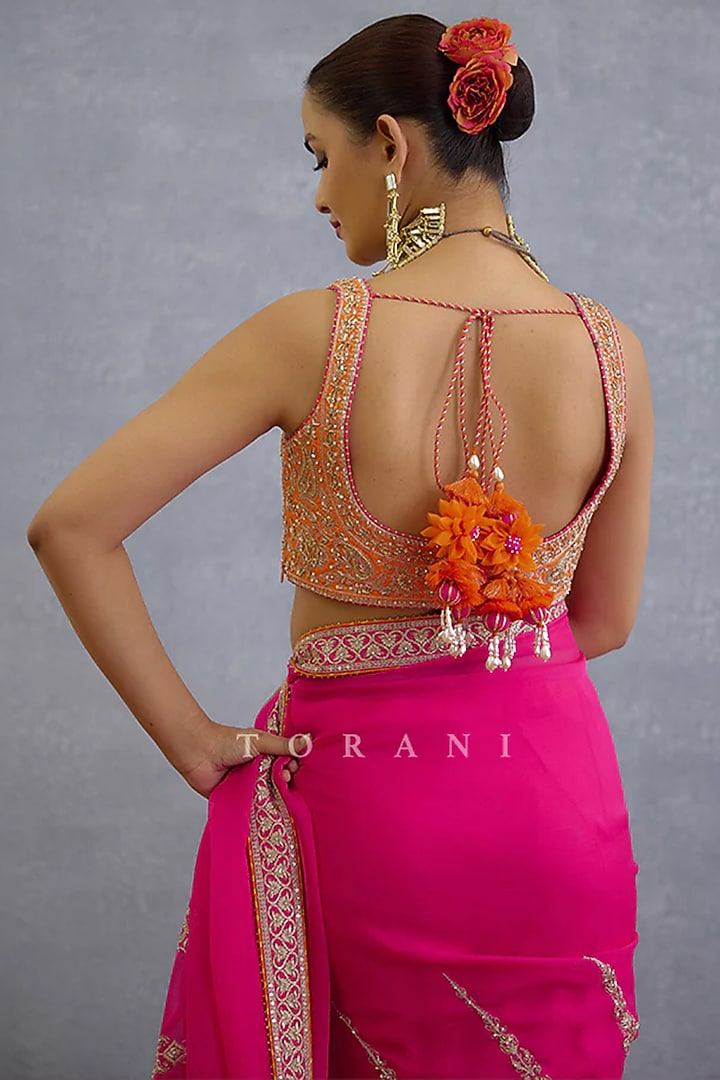 Orange Jeni Silk Cutdana Embroidered Blouse by TORANI at Pernia's Pop Up Shop