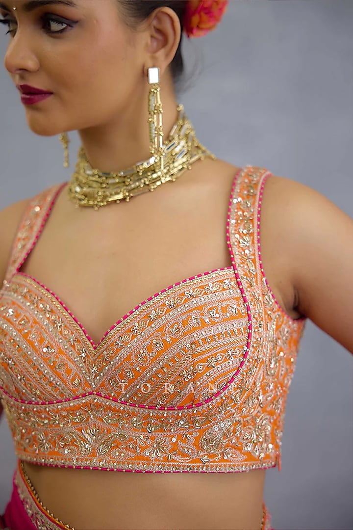Orange Jeni Silk Cutdana Embroidered Blouse by TORANI at Pernia's Pop Up Shop