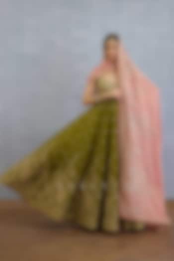 Green Organza Embroidered Bridal Anarkali Set by TORANI at Pernia's Pop Up Shop