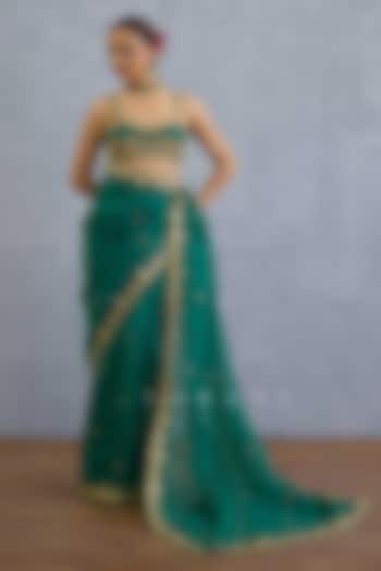 Green Jeni Silk Embroidered Blouse by TORANI at Pernia's Pop Up Shop